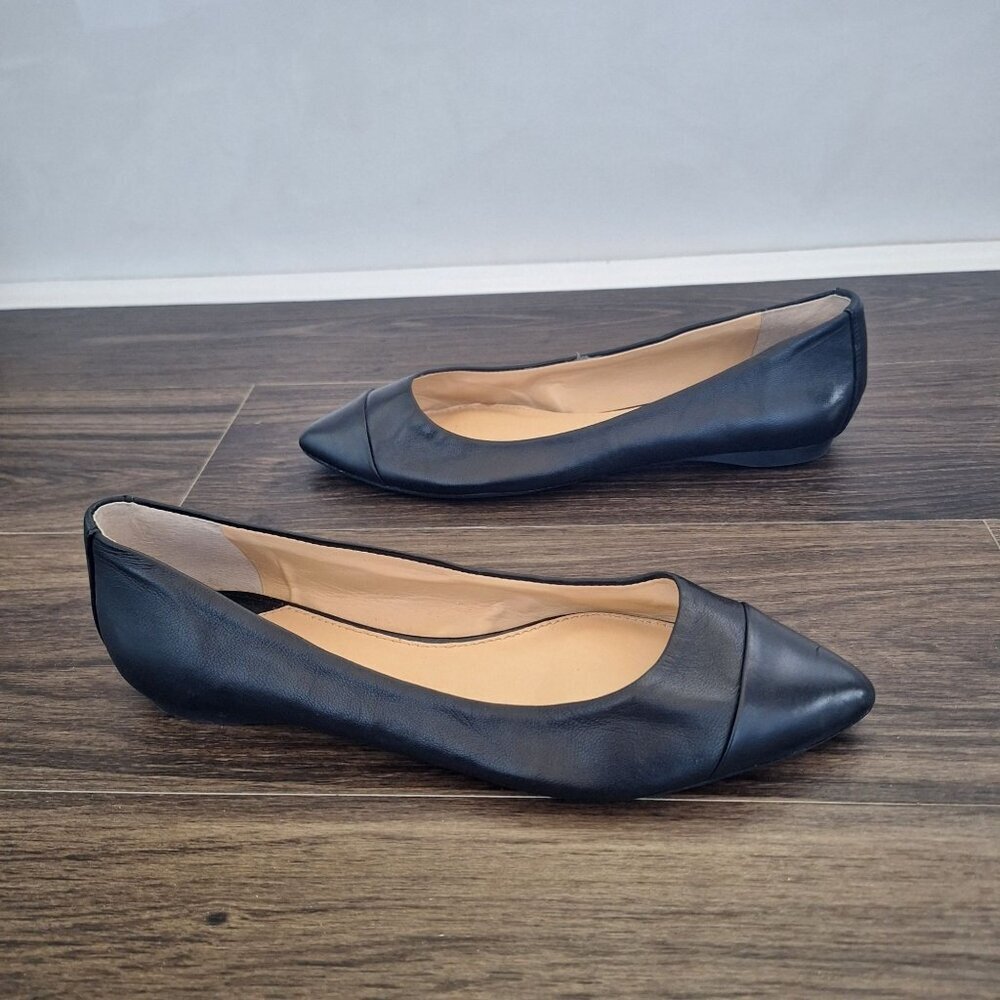💙 Gianni Bini Leather Upper Pointed Toe Ballet Flats Size 9.5 Preppy Office Wor